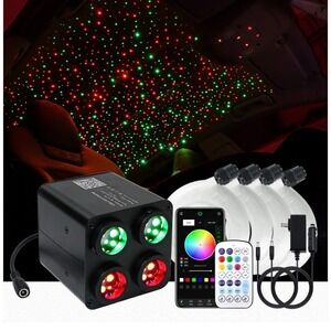 36W RGBW Fiber Optic Star Kit, 600pcs 0.75mm Cable, Remote & APP Control